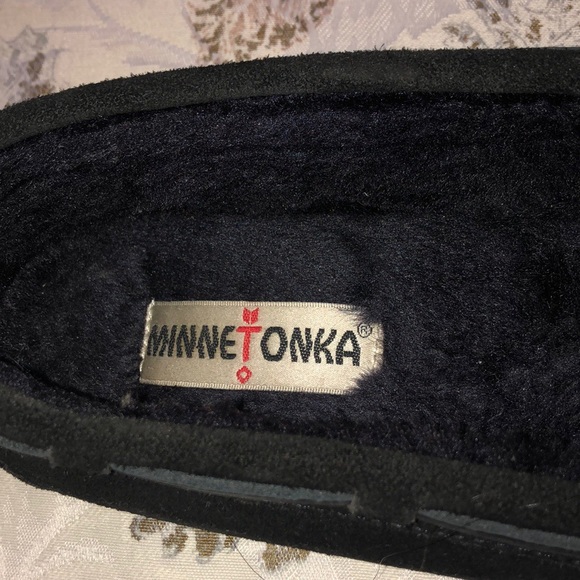 Minnetonka Black Fur Moccasins - Picture 3 of 3